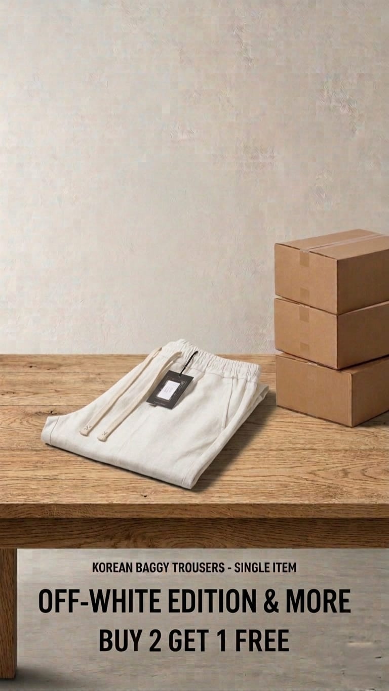 🔥 Korean Baggy Trousers – Pack of 3 🔥.