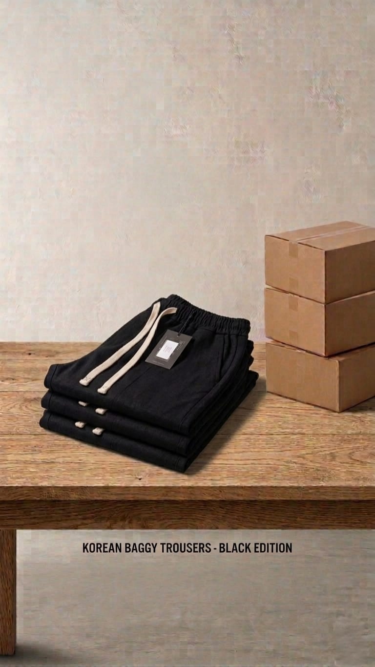 🔥 Korean Baggy Trousers – Pack of 3 🔥.